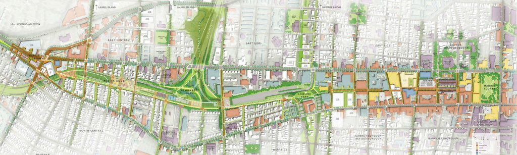 Lowcountry Lowline conceptual master plan overview map.