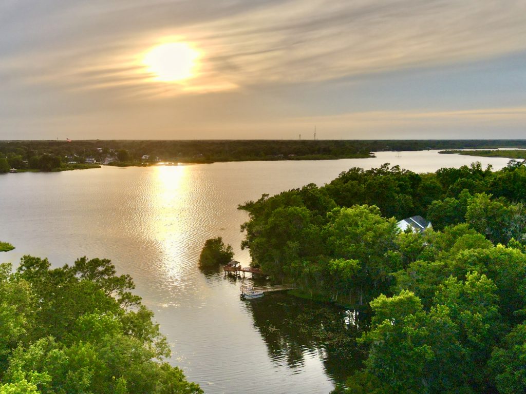 The Goose Creek Reservoir at sunset