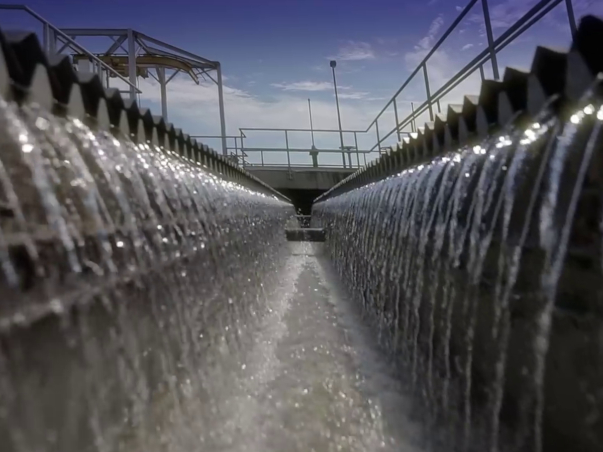 Water flowing through the Hanahan Water Treatment Plant