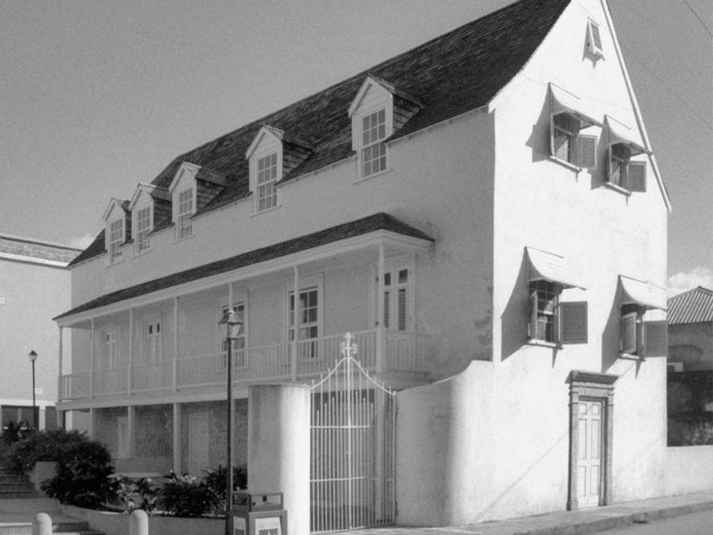 Exterior view of the Arlington House in Speightstown, Barbados.