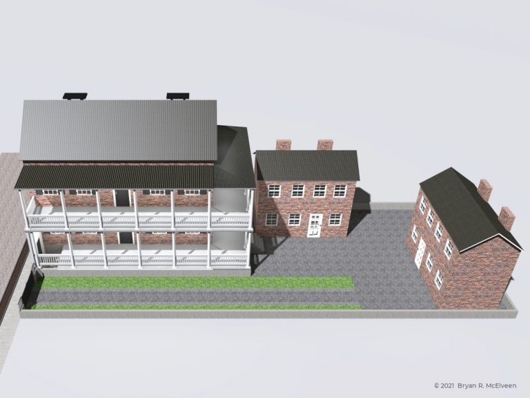 3D rendering of a typical Charleston Single lot from aerial view
