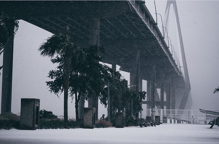 Ravenel Bridge in Charleston Snow