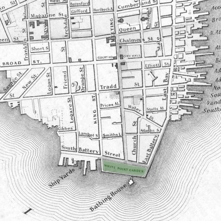 A 1859 map of Charleston indicating the newly built White Point Garden