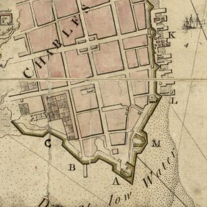A 1780 map of Charles Town indicating the structure of the Battery