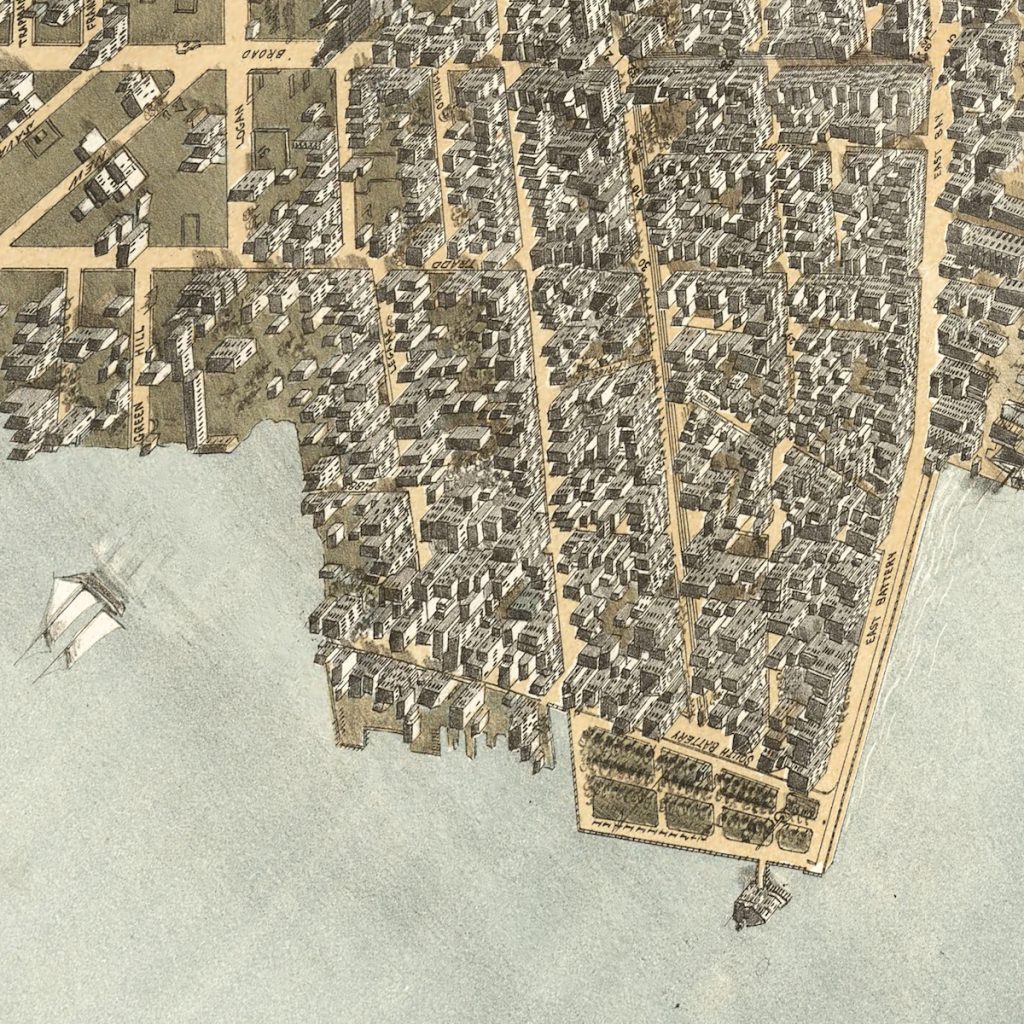 A map of Charleston in 1872 showing the High Battery and White Point Garden