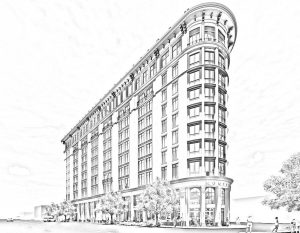 A sketch of the proposed Montford Building