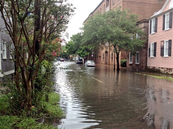 Street flooding in downtown Charleston