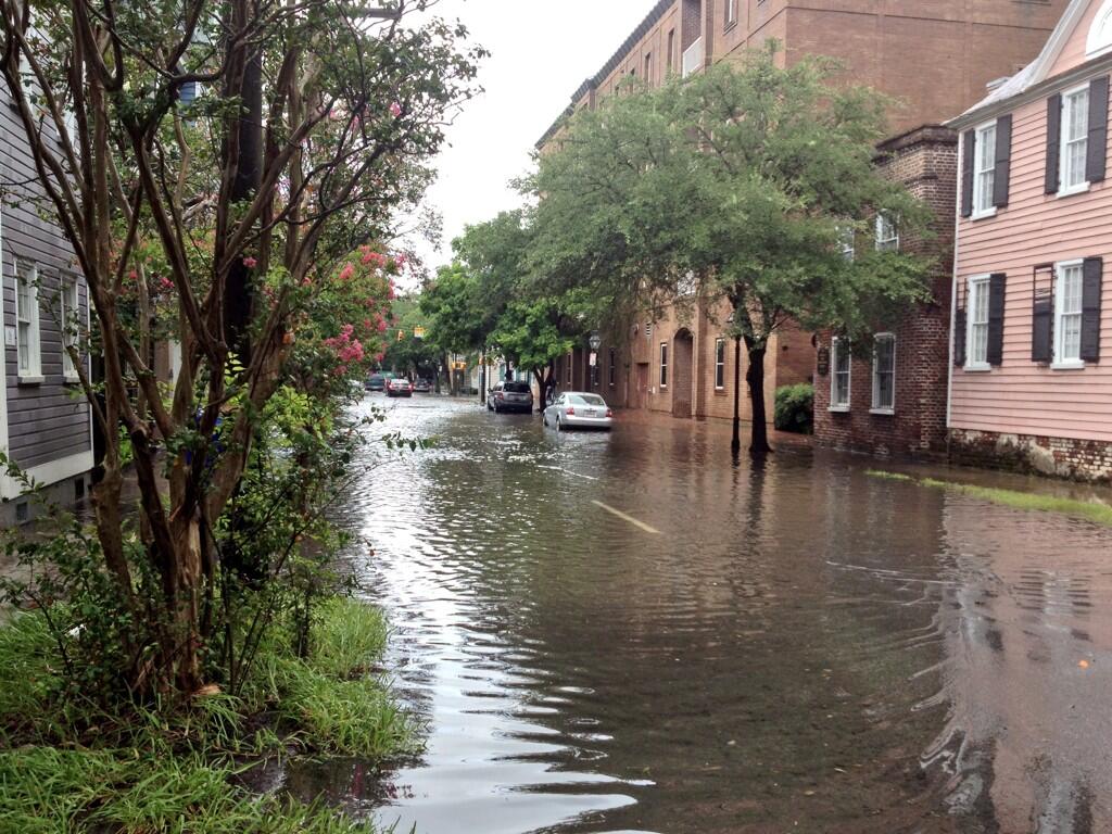 Street flooding in downtown Charleston.