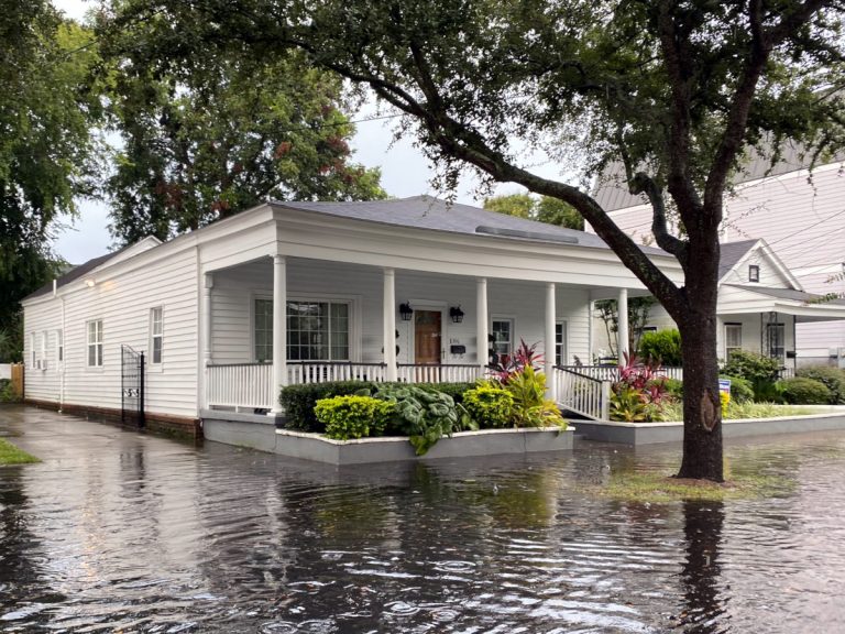 A home in Charleston with street flooding
